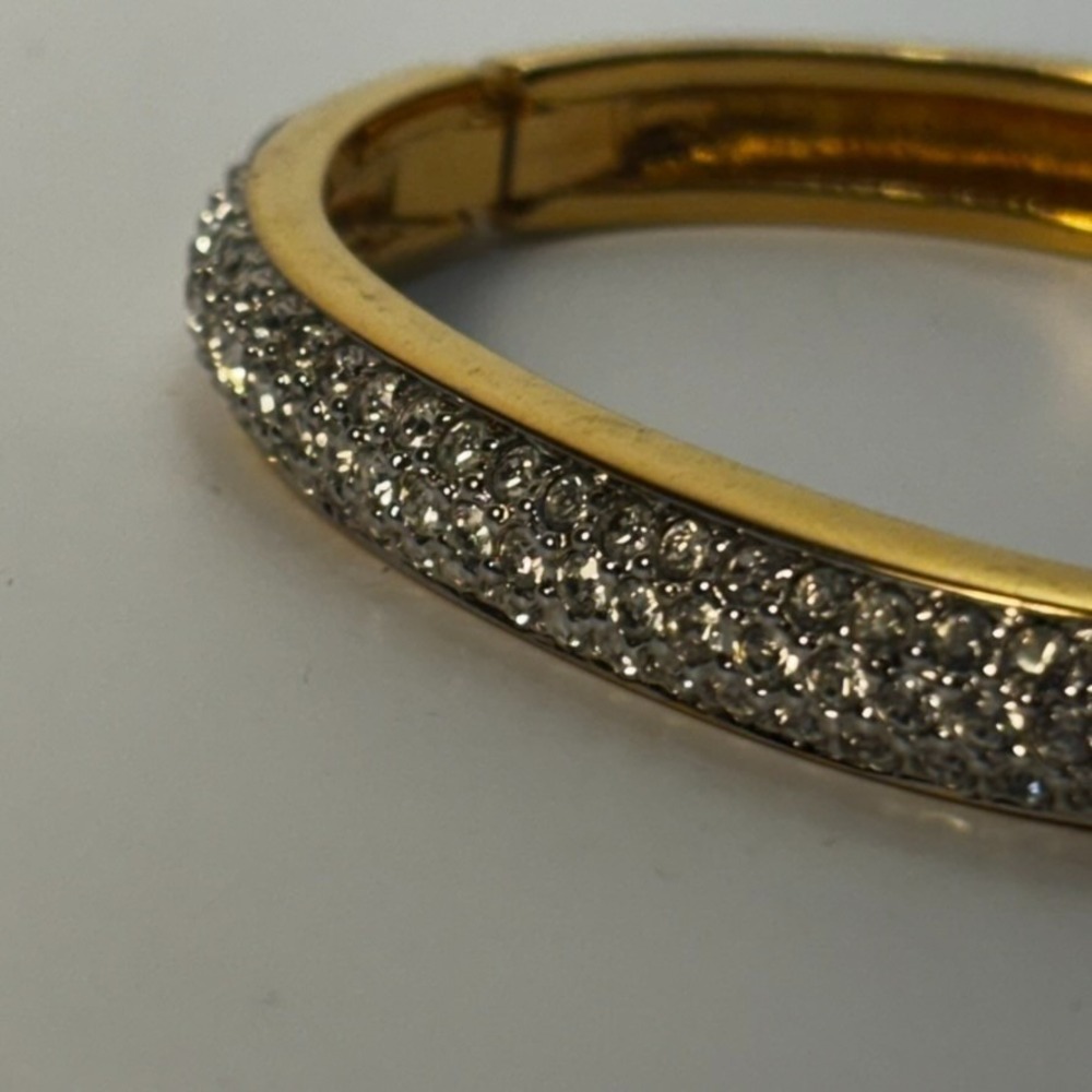 Swarovski Bangle Gold Pave Crystal Hinge Oval Bracelet - Picture 13 of 16